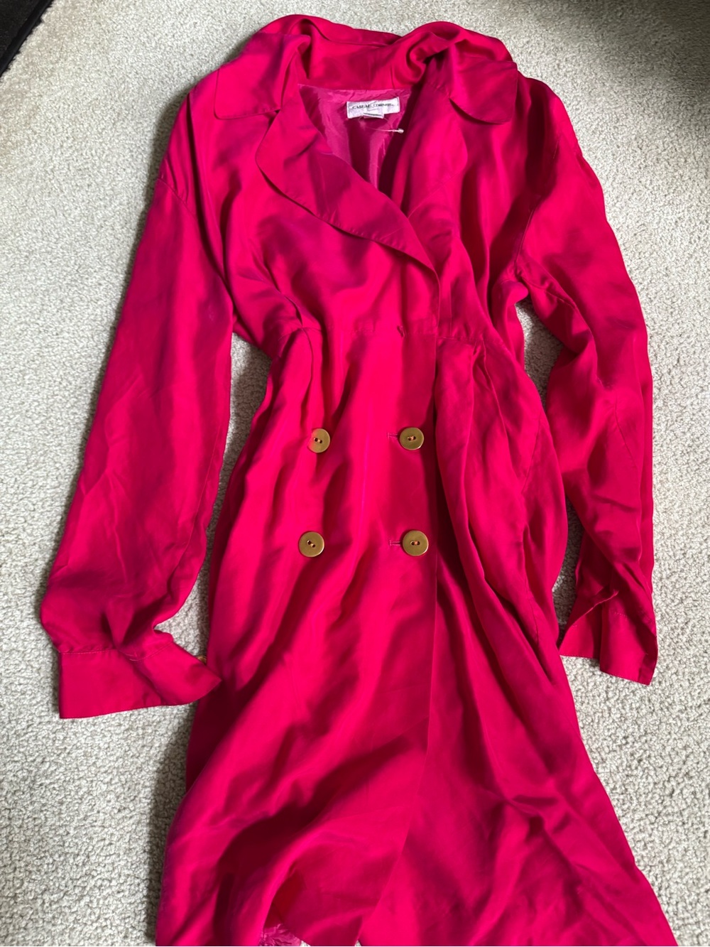 Vintage 90s y2k Casual Corner Vibrant Pink Double-Breasted Long Sleeve Dress